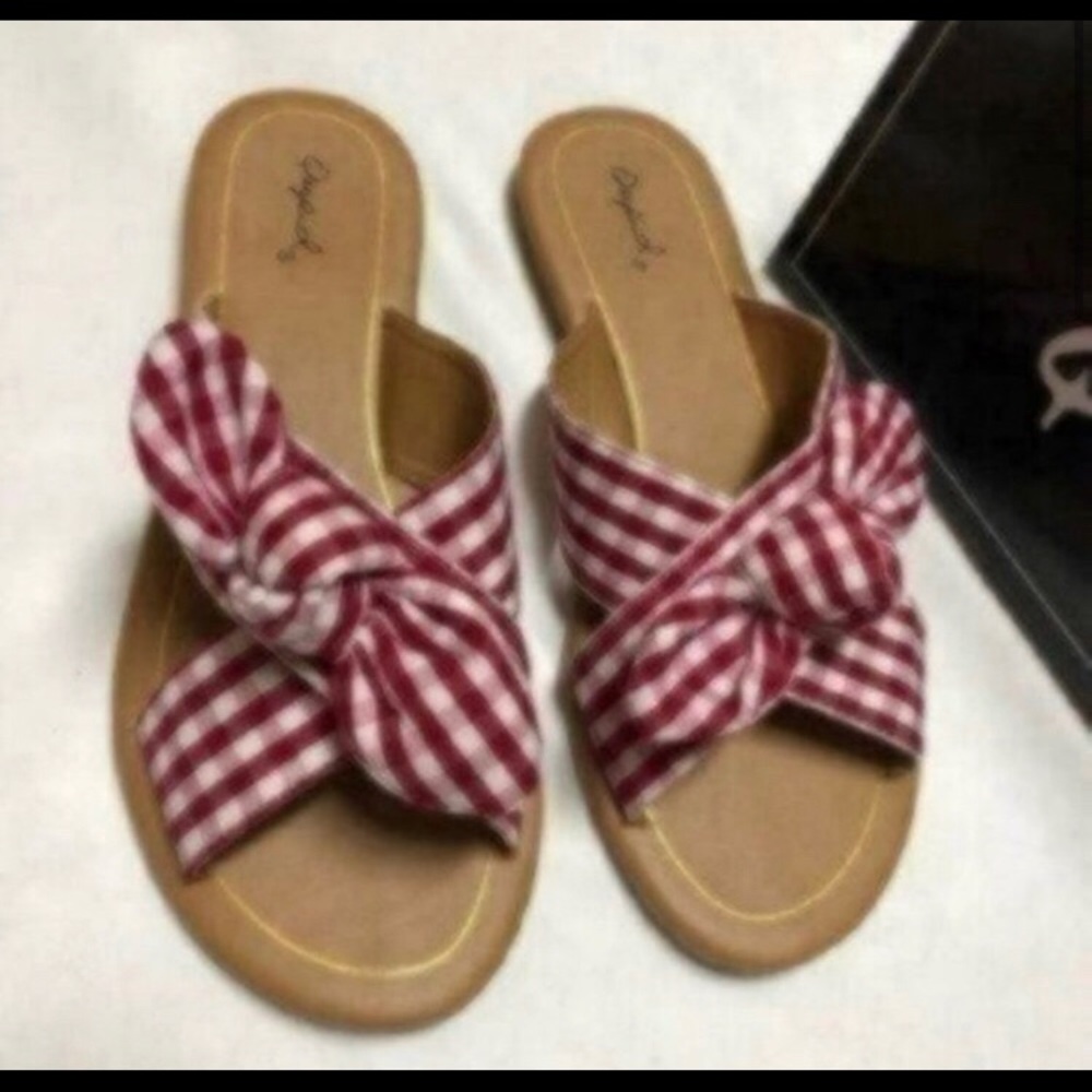 🔥50% OFF!🔥New Qupid Red White Bow X Band Sandals